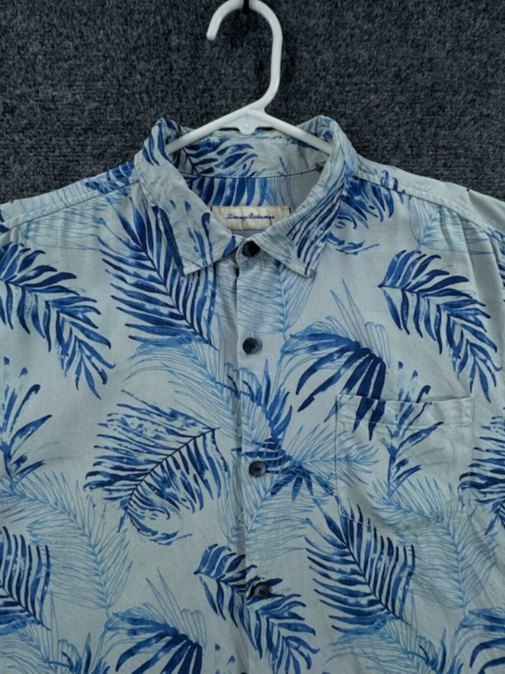 Tommy Bahama Blue Short Sleeve Men XL Floral Button-Down All Silk Shirt Vacation